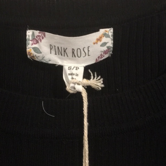 PINK ROSE Black Round Neck Ribbed MIDI Dress Small - Picture 3 of 9